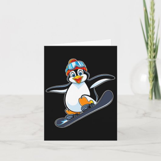 Spielender Pinguin Snowboarding Adventure Design Karte (Vorderseite)