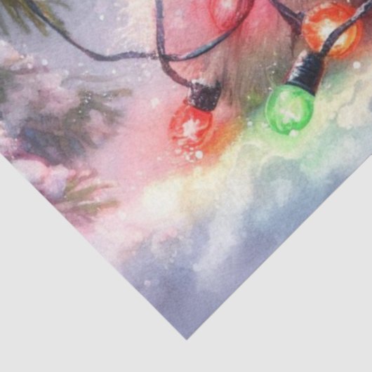 Spielender Polar Bär & festliche Lichter Decoupage Seidenpapier (Ausschnitt)