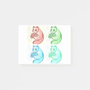 Spielender Pop Art Panda Bear Post-it Klebezettel