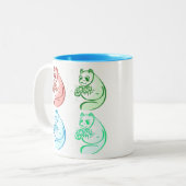 Spielender Pop Art Panda Bear Zweifarbige Tasse (Vorderseite Links)