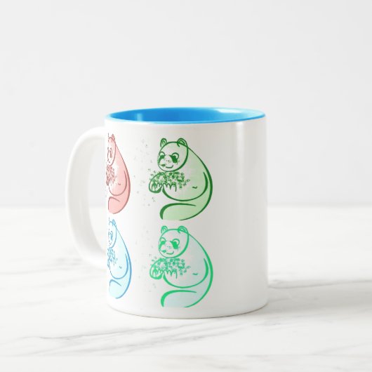 Spielender Pop Art Panda Bear Zweifarbige Tasse (Vorderseite Links)