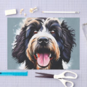Spielender portugiesischer Wasserhund Seidenpapier (Handwerk)