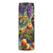 Spielender Raccoon im Fruchtfluss Thermosbecher (Rückseite)