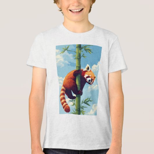 Spielender Red Panda Pixel Art T - Shirt (Vorderseite)