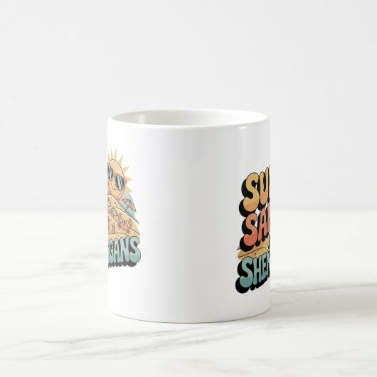 Spielender Retro Beach Sun Zitat farbenfroher Somm Kaffeetasse (Mittel)