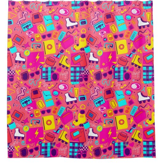 Spielender Retro-Duschvorhang - Dynamische Muster Duschvorhang (Vorderseite)