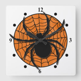 Spielender Spider Web Riesenspinne Quadratische Wanduhr