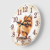 Spielender Spitz Welpe für Hund Lover Große Wanduhr (Winkel)