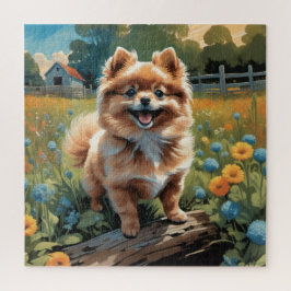 Spielender Spitz Welpe, von Natur Inspiriert Puzzle