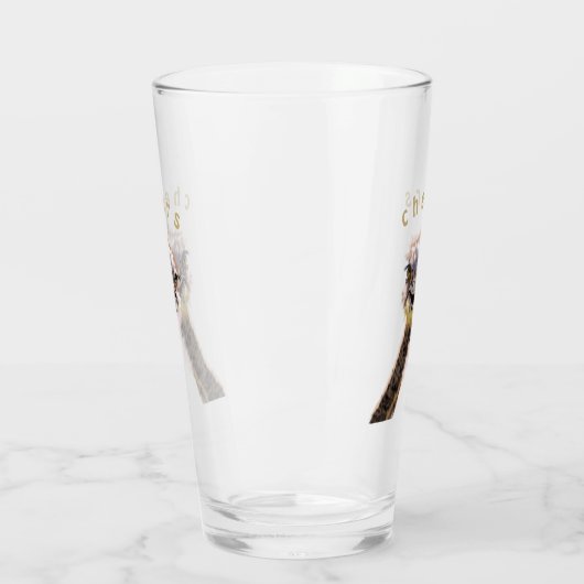 Spielender Straußenglass - Ihr Text Glas (Links)