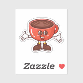 Spielender und lustiger Cartoon Coffee Cup Aufkleber