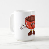 Spielender und lustiger Cartoon Coffee Cup Kaffeetasse (Vorderseite Links)