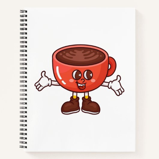 Spielender und lustiger Cartoon Coffee Cup Notizblock (Vorderseite)