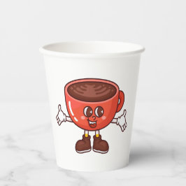 Spielender und lustiger Cartoon Coffee Cup Pappbecher