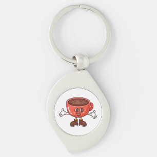 Spielender und lustiger Cartoon Coffee Cup Schlüsselanhänger