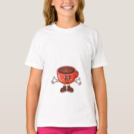 Spielender und lustiger Cartoon Coffee Cup T-Shirt