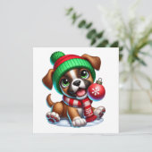 Spielender Weihnachtsjunge Feiertagskarte (Stehend Vorderseite)