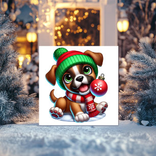 Spielender Weihnachtsjunge Feiertagskarte