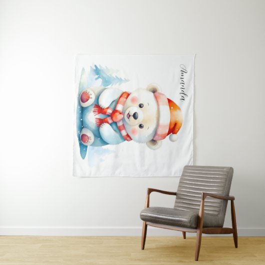 Spielender Weihnachtspolar Wandteppich (Beispiel (Horizontal))