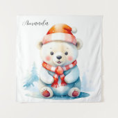 Spielender Weihnachtspolar Wandteppich (Vorderseite)