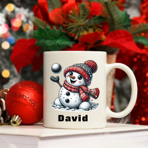 Spielender Weihnachtsschneeball Snowman Kaffeetasse