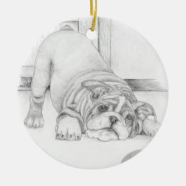 Spielender Welpe Keramik Ornament