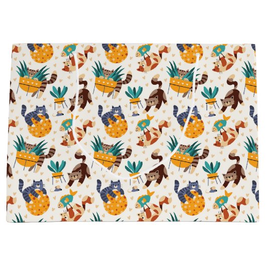 Spielendes Cat Lover Design Große Geschenktüte (Vorderseite)