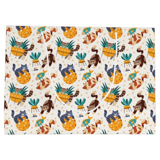 Spielendes Cat Lover Design Große Geschenktüte (Rückseite)