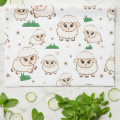 Spielendes Schafmuster Geschirrtuch (Gefaltet)