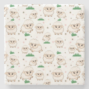 Spielendes Schafmuster Steinuntersetzer