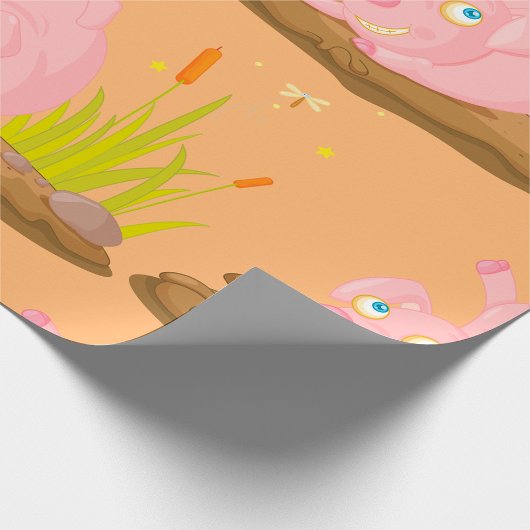 Spielendes Schwein in der sonnigen Farm Tier Geschenkpapier