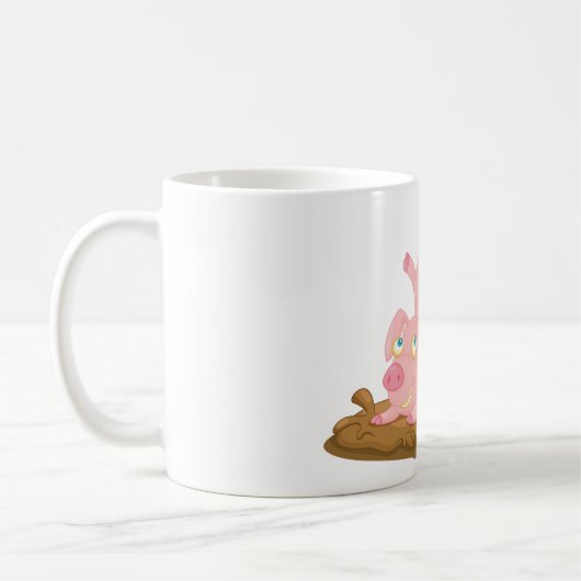 Spielendes Schwein in der sonnigen Farm Tier Kaffeetasse (Links)