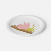 Spielendes Schwein in der sonnigen Farm Tier Pappteller (Schrägansicht)