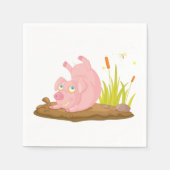 Spielendes Schwein in der sonnigen Farm Tier Serviette (Vorderseite)