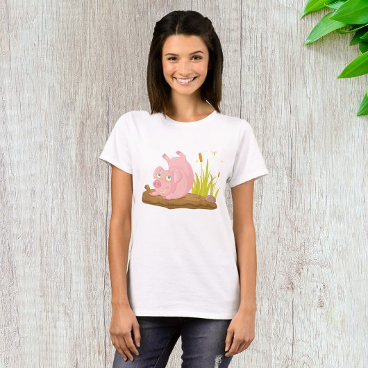 Spielendes Schwein in der sonnigen Farm Tier T-Shirt