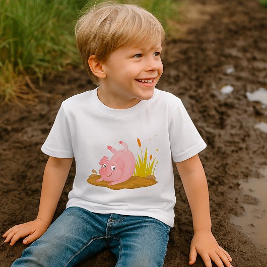 Spielendes Schwein in der sonnigen Farm Tier T-Shirt