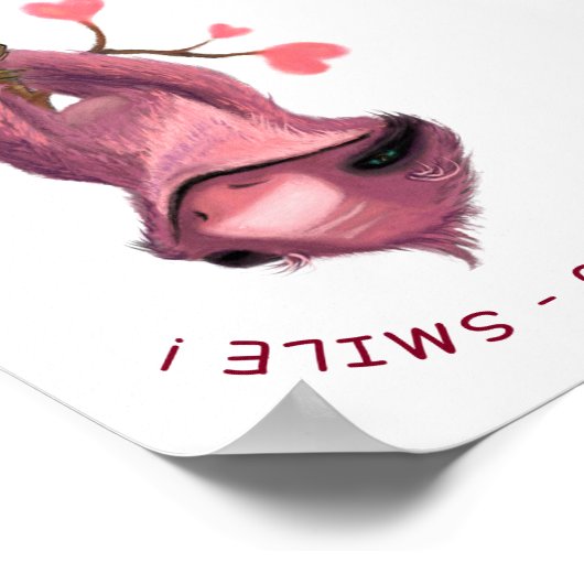 Spielendes Sloth Poster Lächeln - Dein Text (Ecke)