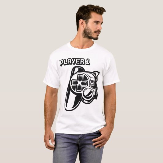 Spieler 1 Spieler 2 Gamer-Paar T-Shirt (Vorne ganz)