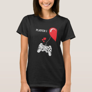 Spieler 1 Valentinstag Gaming Match Couple Gam T-Shirt