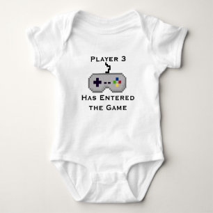 Spieler 3 hat das Spiel-Strampler-Shirt - Grau Baby Strampler