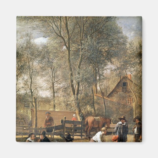 Spieler außerhalb eines Gasthauses, c.1660-63 Magnet (Vorne)