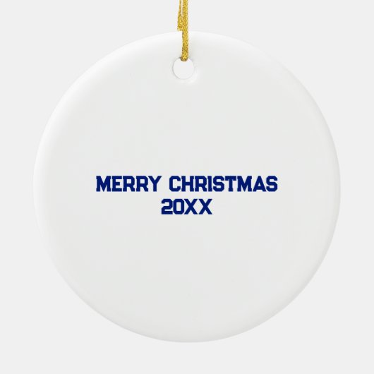 Spieler Jersey Nummer Name Blue & White Christmas Keramik Ornament (Hinten)