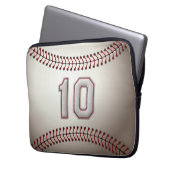 Spieler Nr. 10 - coole Baseball-Stiche Laptopschutzhülle (Vorderseite Links)