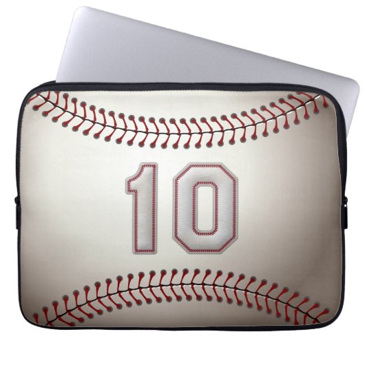 Spieler Nr. 10 - coole Baseball-Stiche Laptopschutzhülle (Vorderseite)