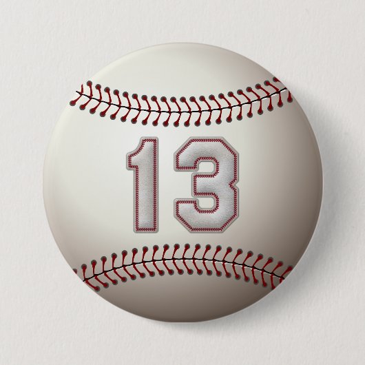Spieler Nr. 13 - cooler Baseball näht Buttone Button (Vorderseite)