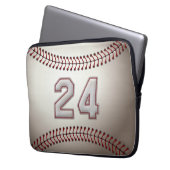 Spieler Nr. 24 - coole Baseball-Stiche Laptopschutzhülle (Vorderseite Links)