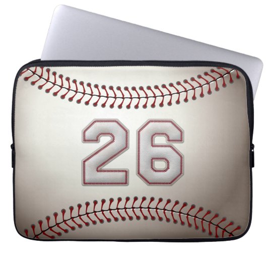 Spieler Nr. 26 - coole Baseball-Stiche Laptopschutzhülle (Vorderseite)