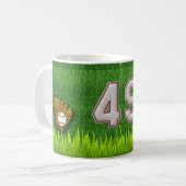 Spieler Nr. 49 - coole Baseball-Stiche Kaffeetasse (Vorderseite Links)