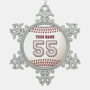 Spieler Nr. 55 - coole Baseball-Stiche Schneeflocken Zinn-Ornament