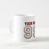 Spieler Nr. 99 - coole Baseball-Stiche Kaffeetasse (Vorderseite Links)